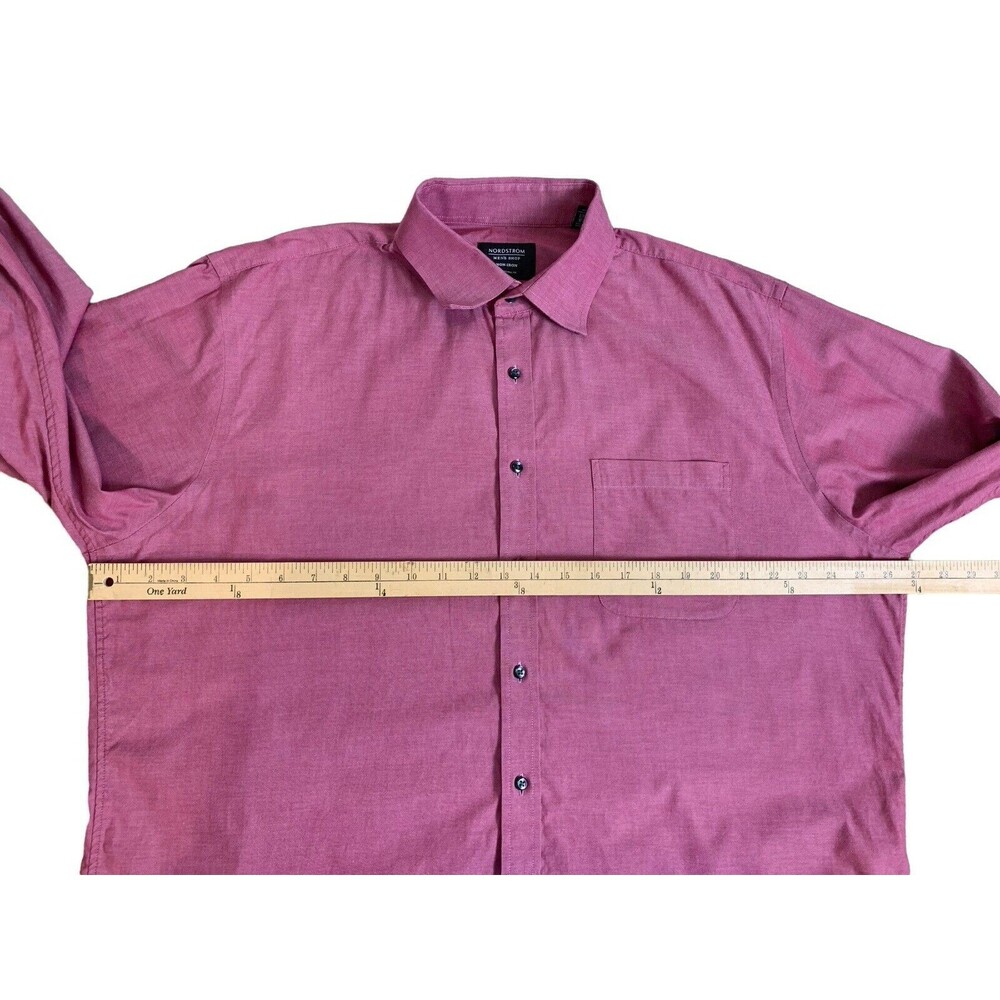 Nordstrom Men's Shop Button Down Shirt 17.5 35 Traditional Fit Non Iron Red - Picture 11 of 14